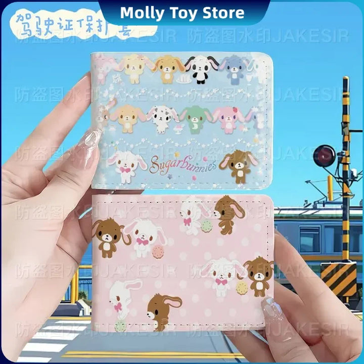 Kawaii Sugarbunnies Driver'S License Protective Leather Cover Cartoon Cute Id Card Sleeve Anti Loss Wear-Resistant Girls Gifts