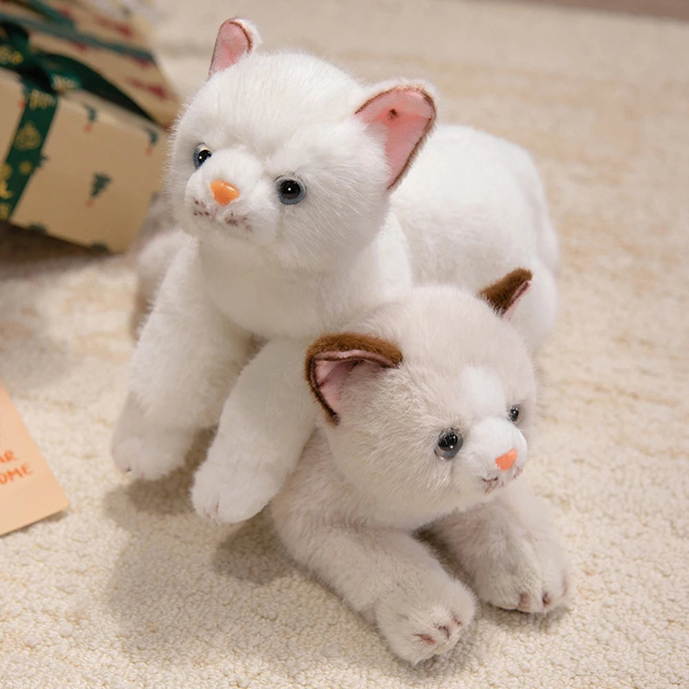 Realistic Black Cat Plush Toy Fluffy Orange Cat Stuffed Animal Cute Kawaii Kitty Cat Soft Dolls Fun Birthday Christmas Presents