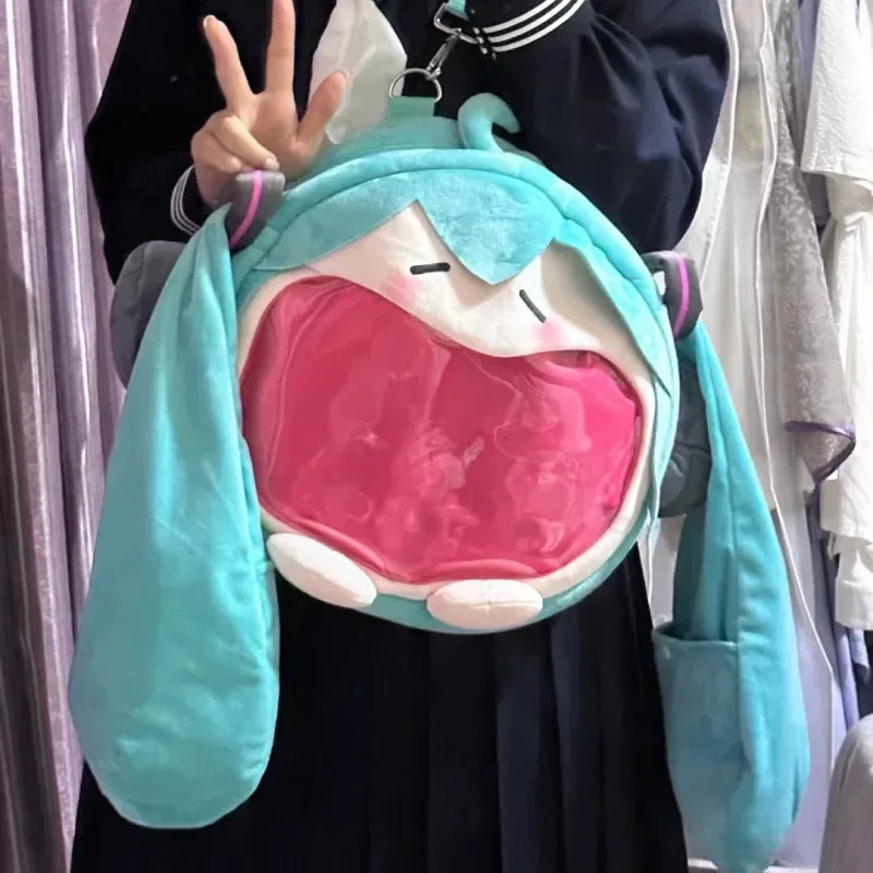 New Hatsune Miku Cat Shoulder Bag Backpack Cute Anime Girl Plush Cartoon Kawaii Knapsack Student Bag Packet Customized Gifts