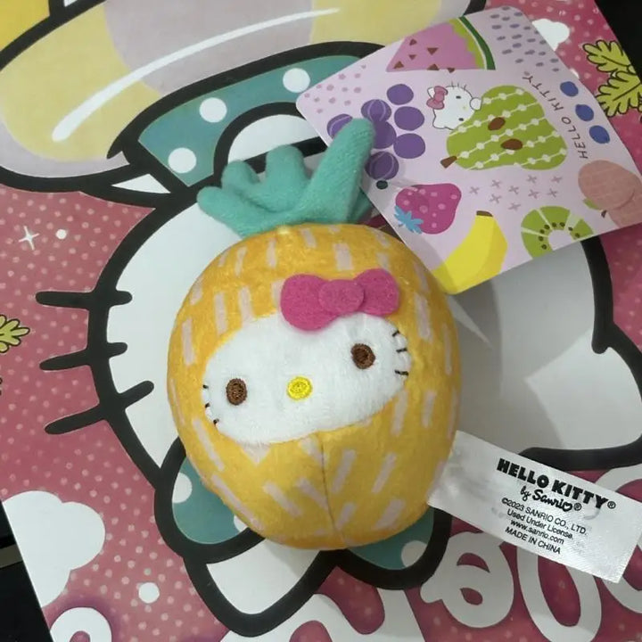 Kawaii Sanrio Hello Kitty Pineapple Backpack Keychain Plush Toys Fruit Accessories Doll Anime Girlfriend Birthday Creative Gift