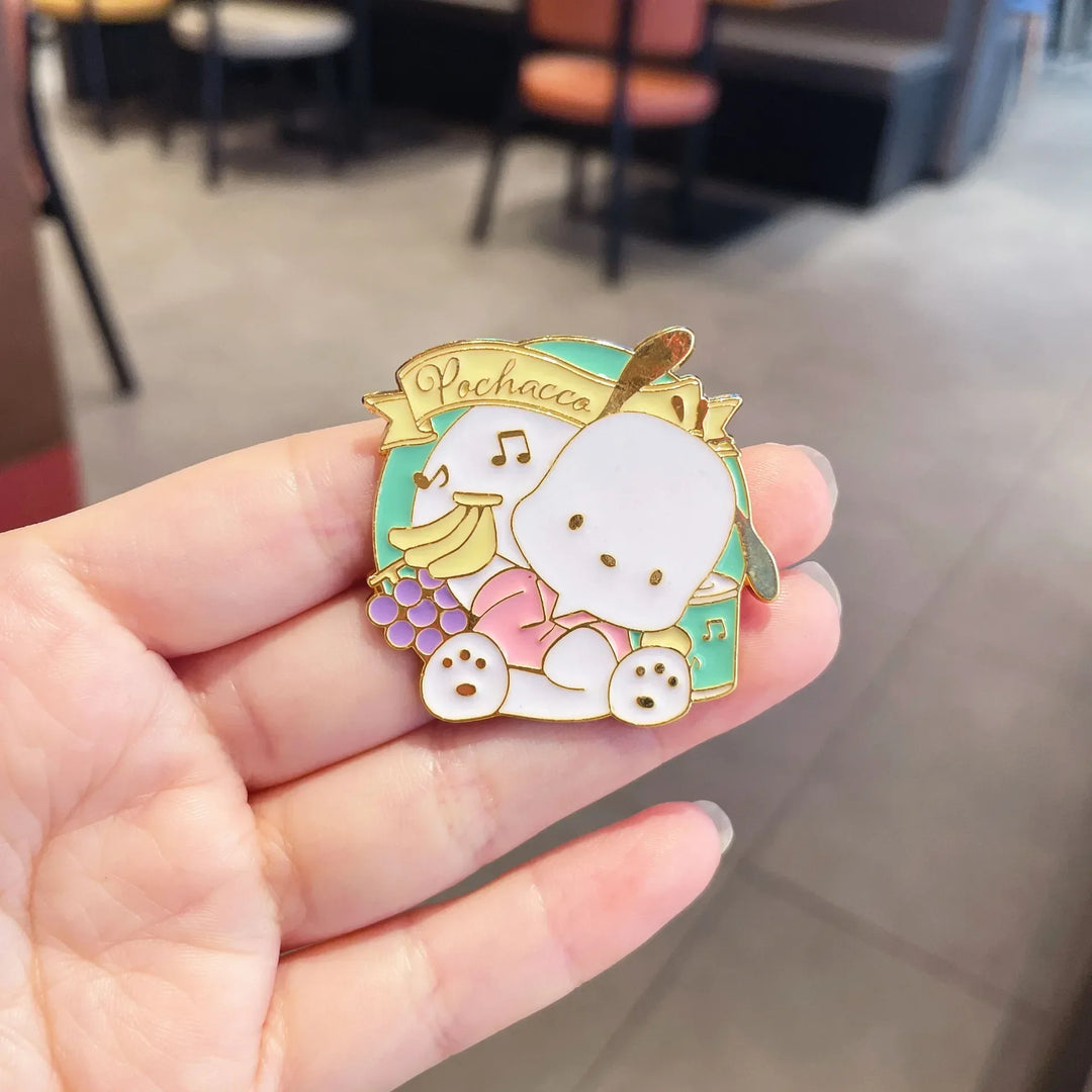 Kawaii Sanrio Hello Kitty Alloy Brooch Cinnamoroll Kuromi My Melody Pochacco Sweet Badge Clothing Bag Accessories