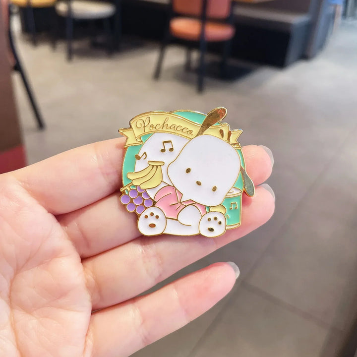 Kawaii Sanrio Hello Kitty Alloy Brooch Cinnamoroll Kuromi My Melody Pochacco Sweet Badge Clothing Bag Accessories