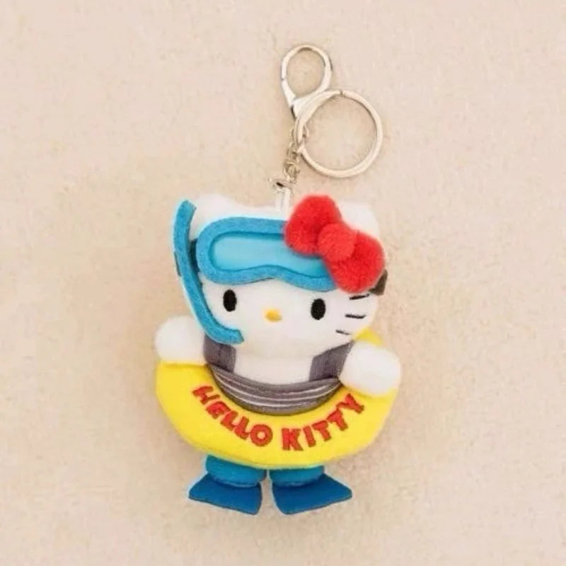 Sanrio Plush Keychain outdoor diving swimring series Cartoon Hello Kitty Plushies Toys Pendant Cute kuromi Doll  Holiday  gift