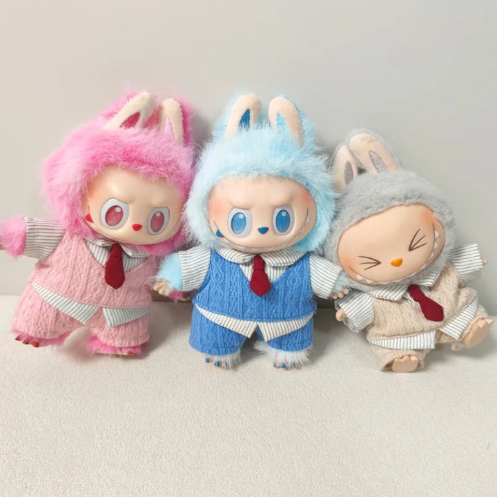 Labubu Doll Clothes College Style Set For 15-17cm Ropa 3.0 Labubu V1 V2 V3 Clothes Sitting Party Accessories