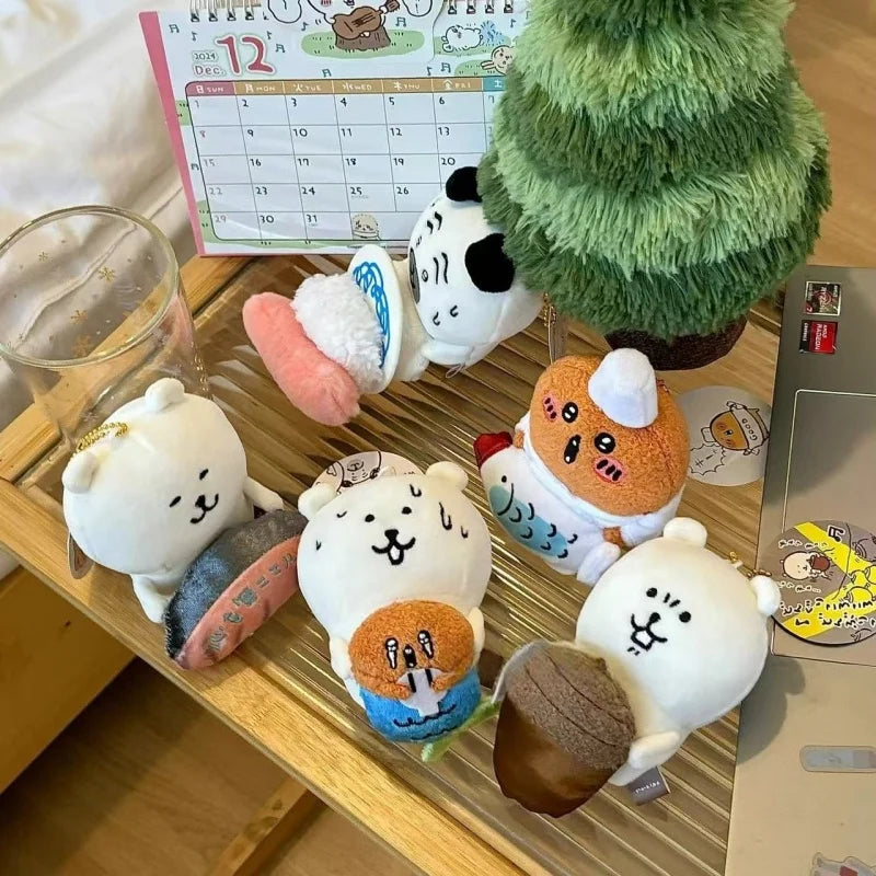 Anime Joke Bear Plush Doll Pendant Creative Naganos Polar bear Bag Pendant Kawaii Soft Stuffed Keychain Accessories Girly Heart