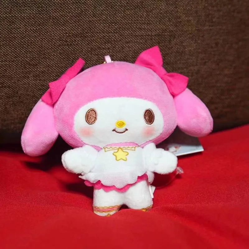 kawaii Sanrio Plush Toys Pendant Kuromi Cinnamoroll Cardcaptor Sakura series bow Kitty cat MY melody plush keychain bag charm
