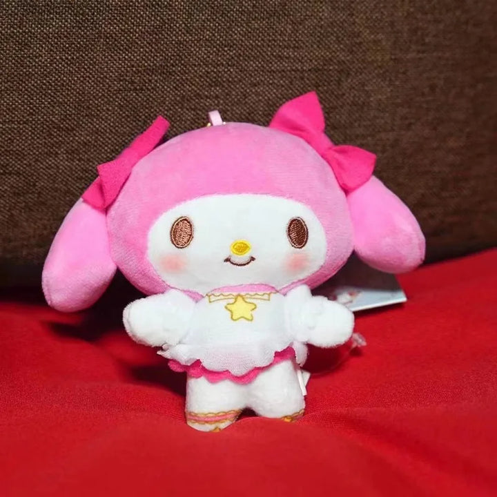 kawaii Sanrio Plush Toys Pendant Kuromi Cinnamoroll Cardcaptor Sakura series bow Kitty cat MY melody plush keychain bag charm
