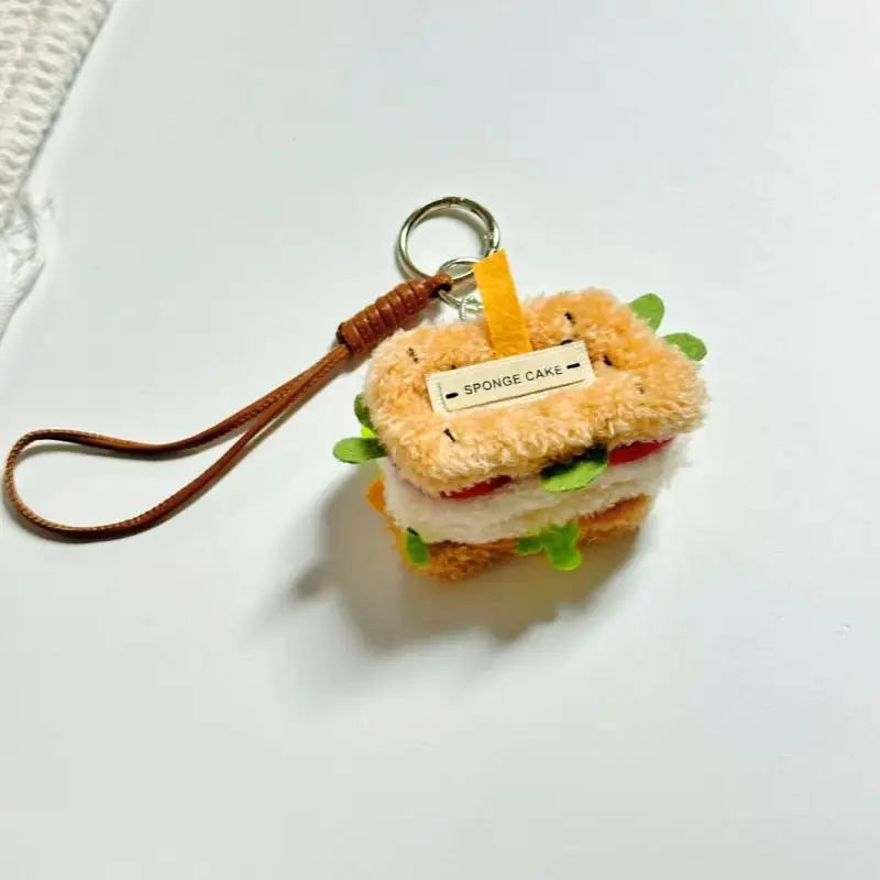 Simulation Food Plush Keychain with Hamburger, Sandwich, and Cake Designs; Adorably Cute Stuffed Doll; Perfect Bag Pendant Gift.