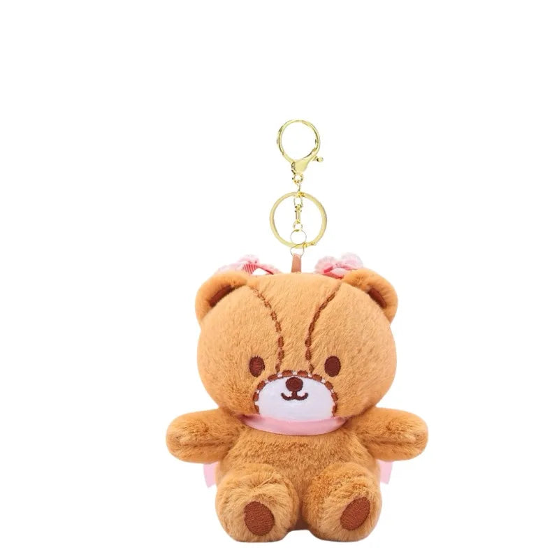 12cm Anime Cartoon Sanrio KT Tiny Chum Little Cham Bear Keychain Hello Kitty Friends Plush Doll Bag Pendant Cartoon Girls Gift