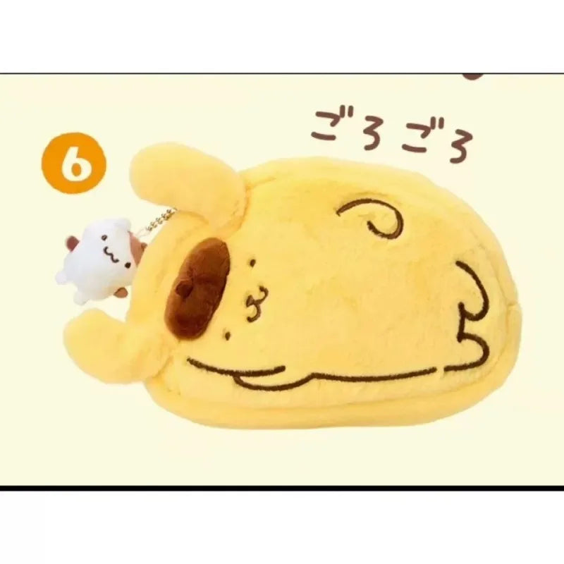 Sanrios Pompom Purin Plush pencil bag Kawaii  Masyumaro Fluffy Pen Bag Cartoon Muffin Cat Doll Toy Bag Pendant Coin Purse gift