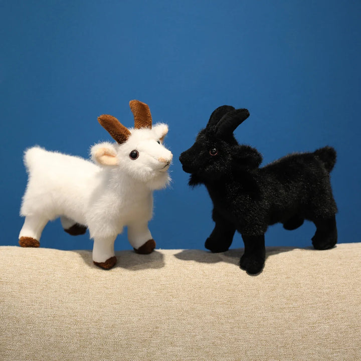 Simulation Black Goat Stuffed Animal Style Key Ring Holder Lifelike White Goat Keychain Plush Toys Functional Cheap Plush Gifts