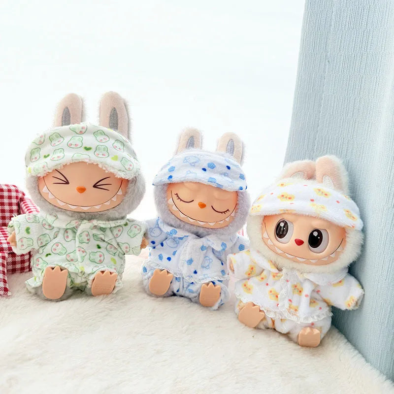 Labubu15cm/17cm Doll Clothing Sitting Party Doll Clothing Eye Mask Sleepwear Three Piece Set Plush Doll Clothing