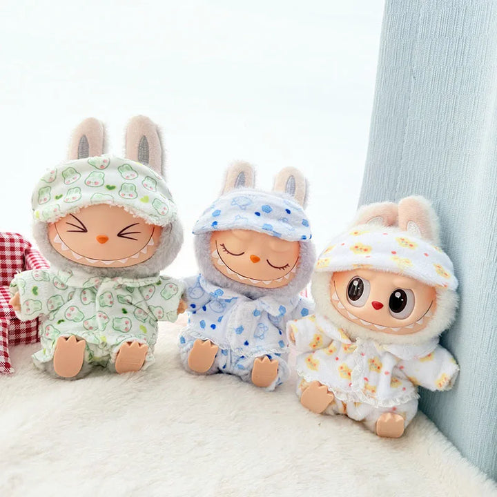 Labubu15cm/17cm Doll Clothing Sitting Party Doll Clothing Eye Mask Sleepwear Three Piece Set Plush Doll Clothing