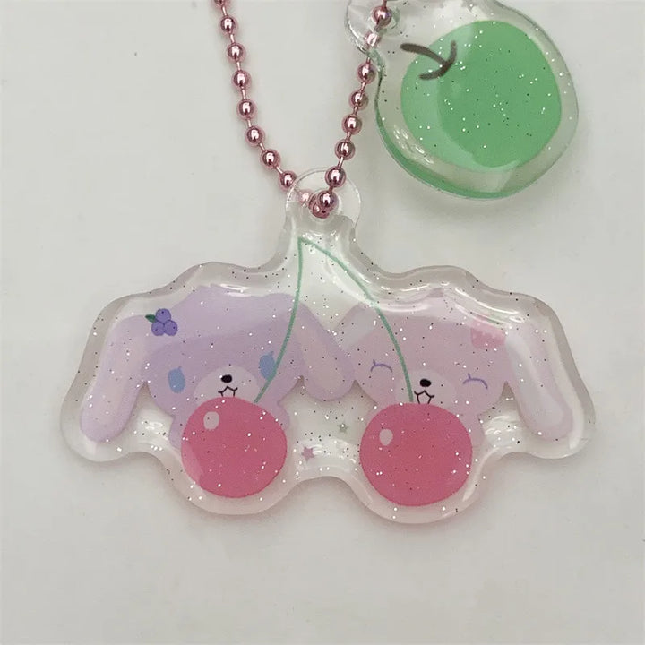 Sugarminuet Cherry Acrylic Keychain Charms Strawberryusa Blueberryusa Cute Kawaii Phone Keychains Mascot