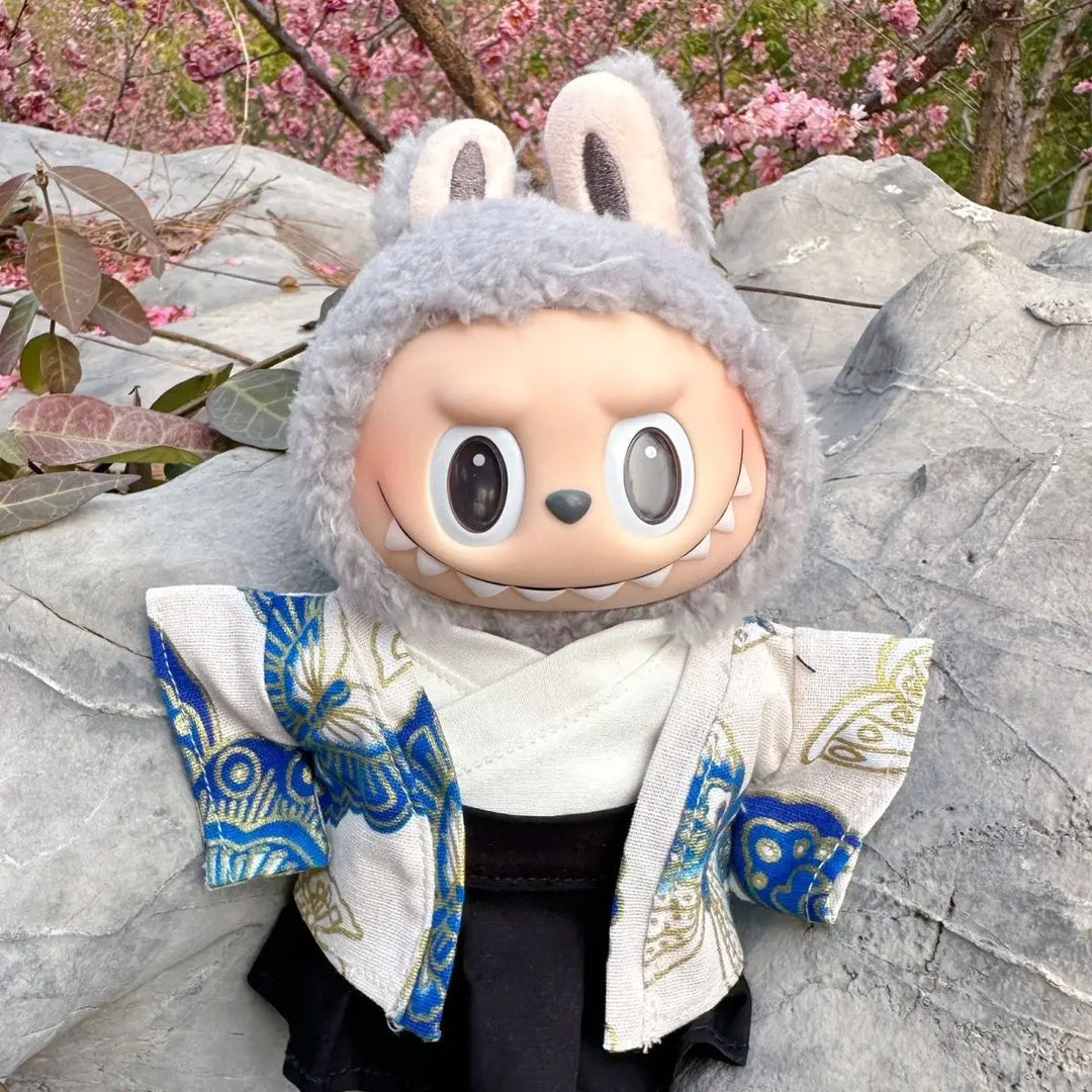 15/17cm Labubu 1st/2nd/3rd Generation Dolls Outfit Sitting Party Labubu Belt & Kimono Plush Doll'S Clothes Accessories