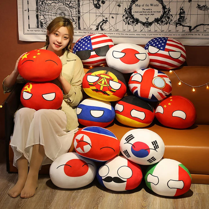 30/40cm Polandball Country Ball Toy Plush Countryballs Pendant Plush Doll Countryball Pillow Cushion Halloween Gift Home Decor