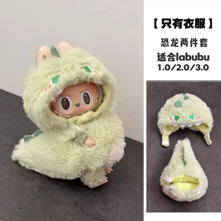 for Labubu 1-3 Gen 17cm Doll Outfits Milk Carton Onigiri Corn Chips & Ramen Bucket Set Bento Bag and Animal-Shaped Clothes