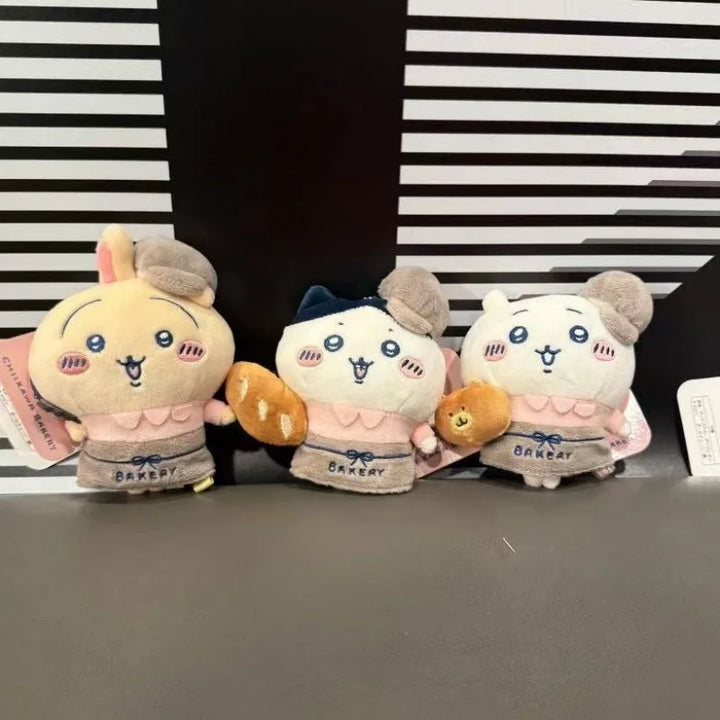 MINSO Cute chef Plush Doll Keychains Anime Cartoon Hachiware Dessert Bread sandwich Self-deprecating Bear USAGI Bag Accessories