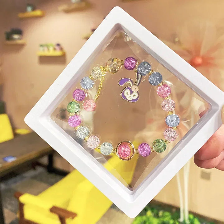 Kawaii Hello Kitty Beaded Bracelet Kuromi Cinnamoroll Lotso Colorful Cartoon Box Jewelry Girls Birthday Gift