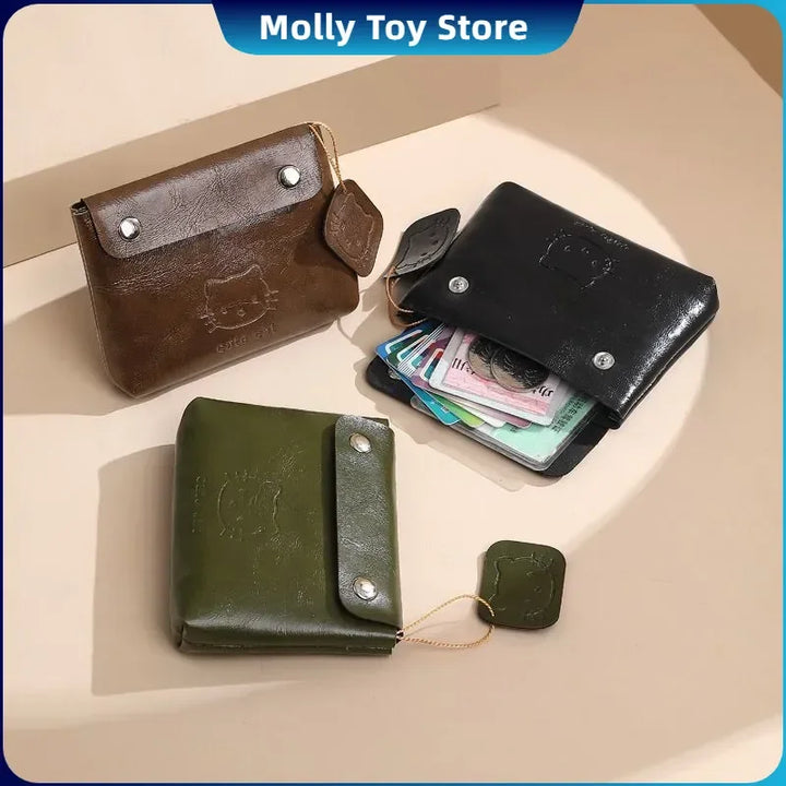 Sanrio Hello Kitty Classic Coin Purse Cortex Short Wallet Storage Bag Anime Peripheral Id Set Storage Bag Student Wallet Gifts