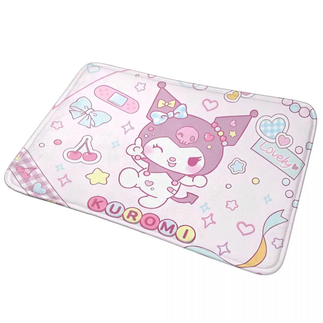Cute Kuromi Baku Cartoon Bathroom Rugs Mat Extra Soft and Absorbent Bath Rugs Mats Carpet Non-Slip for Entrance Door Doormat