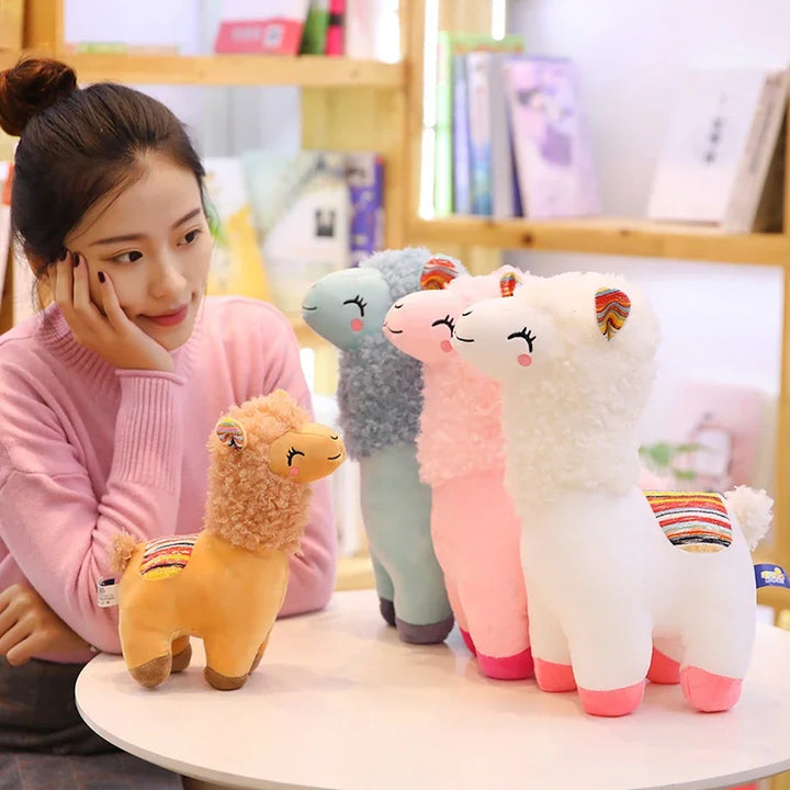 25cm Smile Alpaca Llama Plush Animals Toy Cute Stuffed Doll Household Throw Pillows Home Decoration Kids Toys Birthday Gifts