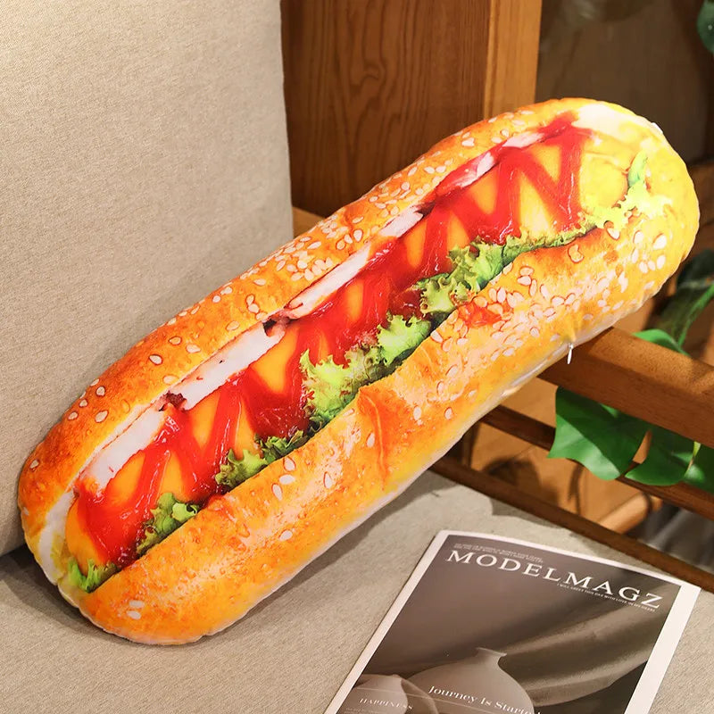 BakeryFun Plush Toys Hotdog Croissant Baguette Twist Bread Pillows Simulated Pastry Cushion Creative Gifts for Girls Room Decor