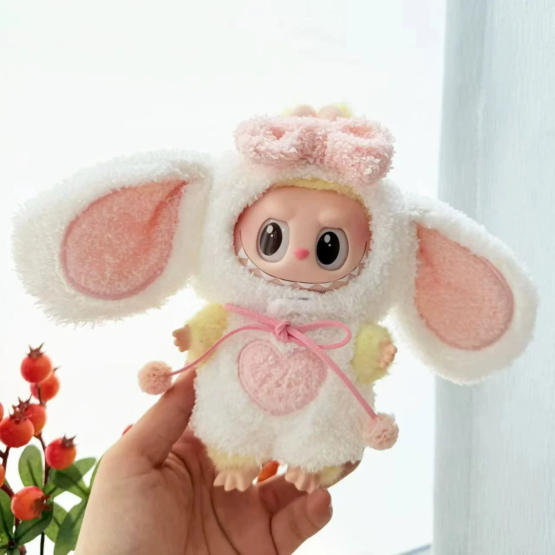 15cm/17cm Labubu Doll Clothes LABUBU Sitting Party 1st 2nd and 3rd Generation Outfit Cloud Fleece Totoro Set Gift for Labubu Fan