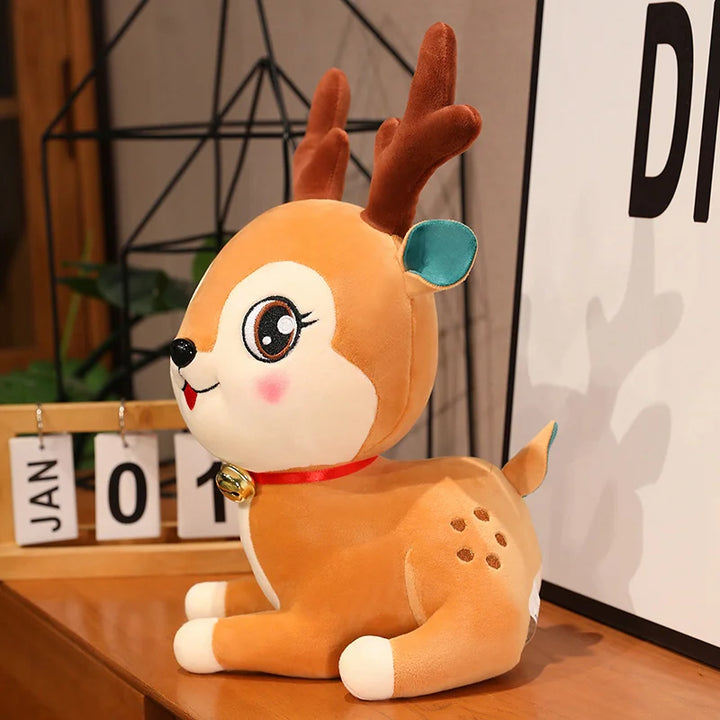 Cute Cartoon Santa Claus Deer Plush Toy Stuffed Animals Deer Soft Doll Father Christmas Plush Christmas Decor Gift for Kids