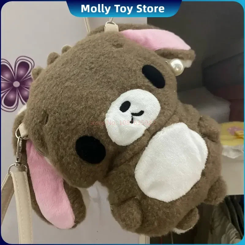 Kawaii Sanrio Sugarbunnies Plush Messenger Bag Cartoon Cure Double-Sided Bag Shirousa Kurousa Large Capacity Shoulder Bag Gifts