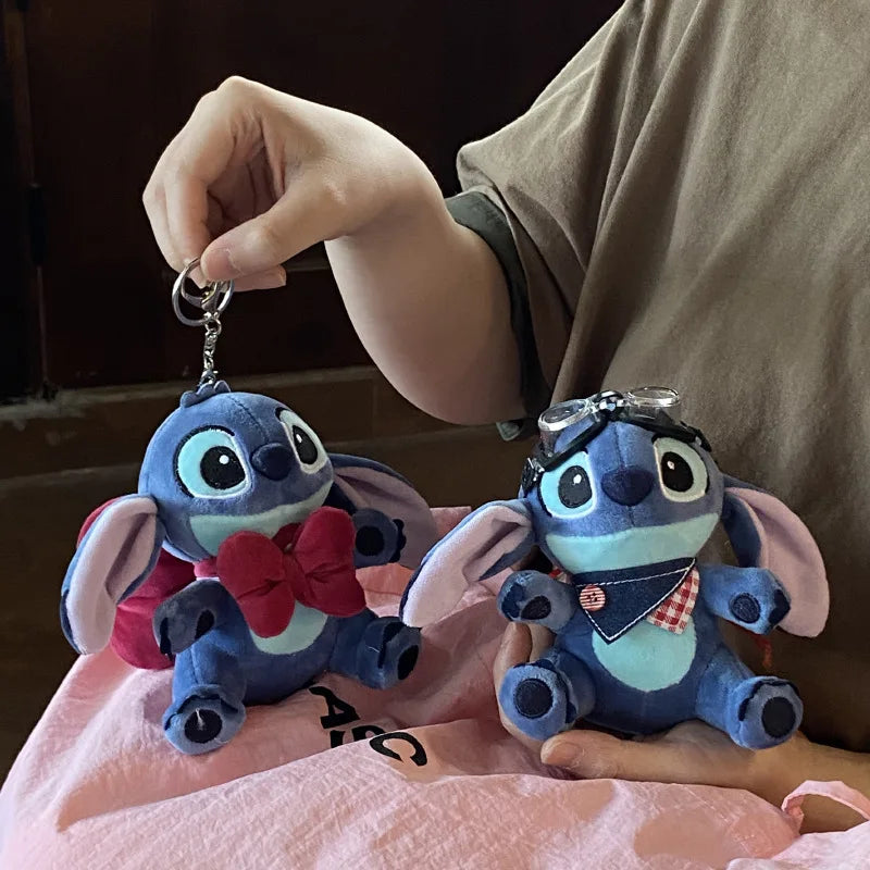 Kawaii Disney Lilo&stitch Bow Cartoon Cute Plush Toys Backpack Keychain Peripherals Doll Girls and Boys Birthday Creative Gift