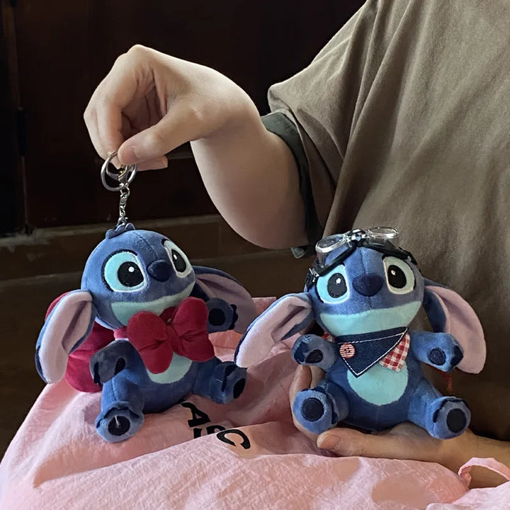 Kawaii Disney Lilo&stitch Bow Cartoon Cute Plush Toys Backpack Keychain Peripherals Doll Girls and Boys Birthday Creative Gift