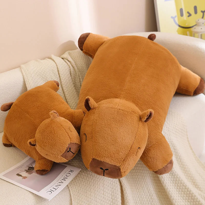 Giant Kawaii Capybara Plush Doll Floor Mat High Quality Animal Brown Capybara Plush Carpet Home Decor Gift For Boys And Girls