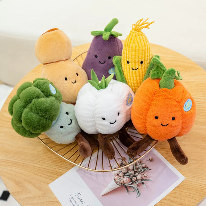 A Variety of Vegetable Plush Toys Eggplant Cartoon Cauliflower Soft Dolls Broccoli Plushie Red Tulip Stuffed Toys Cabbage Garlic