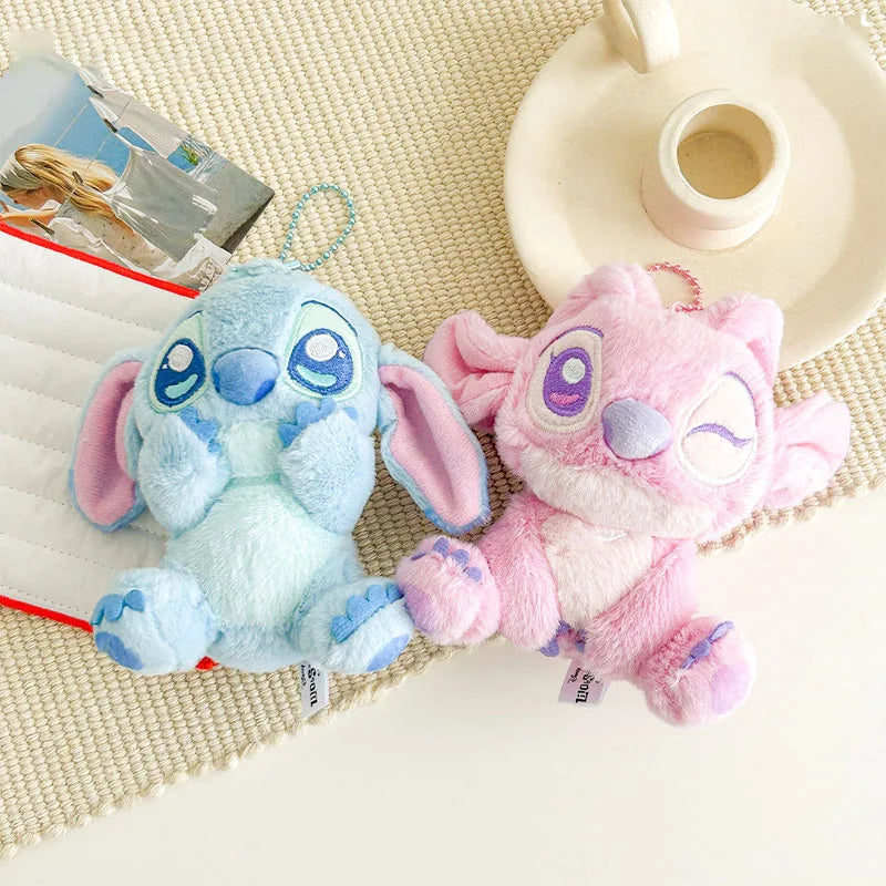 Kawaii Disney Stitch Angel Cartoon Plush Backpack Pendant Soft Stuffed Doll Keychain Decoration Couple Pendant Gift Peripheral