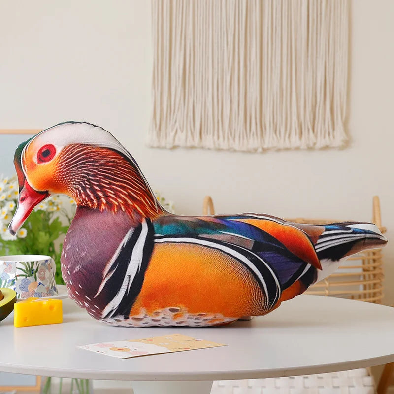 Simulation 3D Printed Animal Pillow Lifelike Parrot Goose Duck Pigeon Pheasant Cock Stuffed Doll Cute Cushion Toys Home Decor