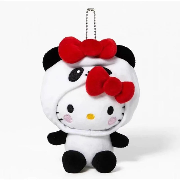Kawaii Sanrio Hello Kitty Playing Football Plush Toys Panda Dress Up Keychain Decoration Backpack Pendant Girls  Birthday Gifts