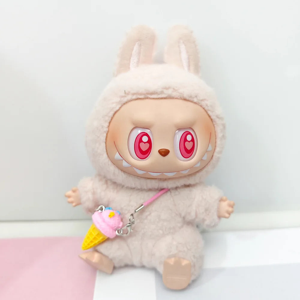 15/17cm Vinyl Plush Doll Clothes Labubu Pendant Lucky Purple Bow Dress Labubu V1/V2/V3 Clothes Accessories