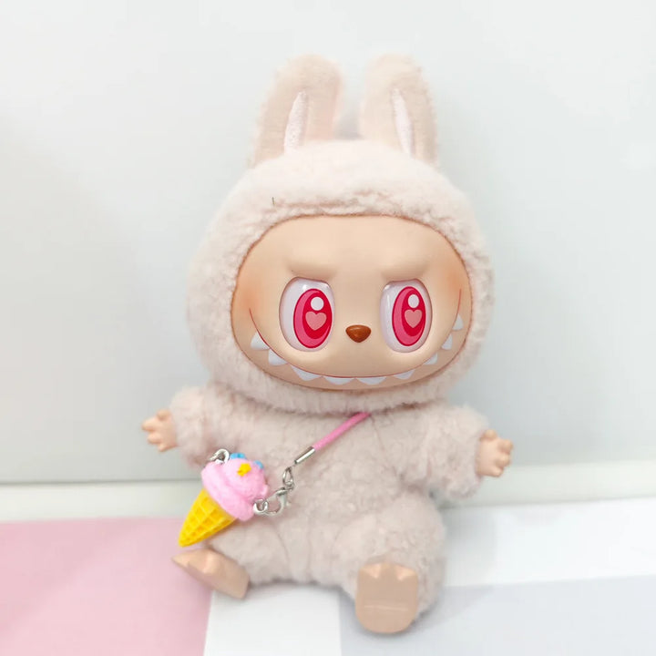 15/17cm Vinyl Plush Doll Clothes Labubu Pendant Lucky Purple Bow Dress Labubu V1/V2/V3 Clothes Accessories