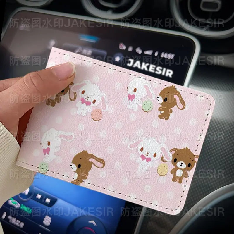 Kawaii Sugarbunnies Driver'S License Protective Leather Cover Cartoon Cute Id Card Sleeve Anti Loss Wear-Resistant Girls Gifts