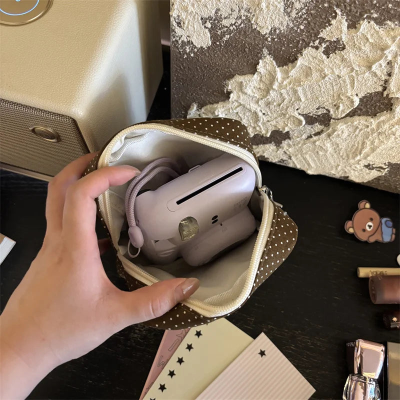 Kawaii Cute Bear Rilakkumas Cosmetic Bag Cartoon Cute Large-Capacity Portable Polaroid Storage Bag  Travel Bag Storage Artifact