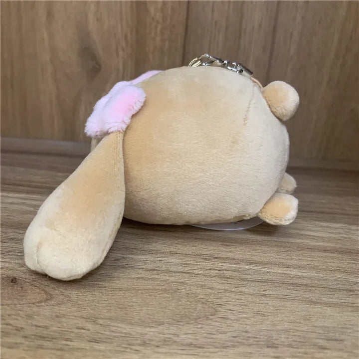 Cute Mocha Dog Plush Keychain Rounded Charms Mascot Keyring Keyholder Kids Toys for Girls Small Gift