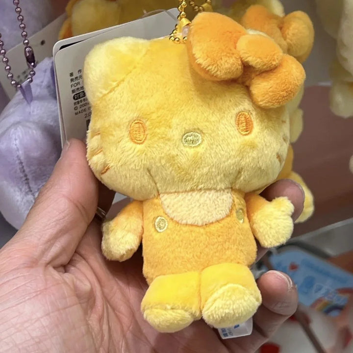 Sanrio Hello Kitty Kawaii Yellow Plush Toys Backpack Pendant Cartoon Decorative Stuffed Keychain Girl Birthday Gift Accessories
