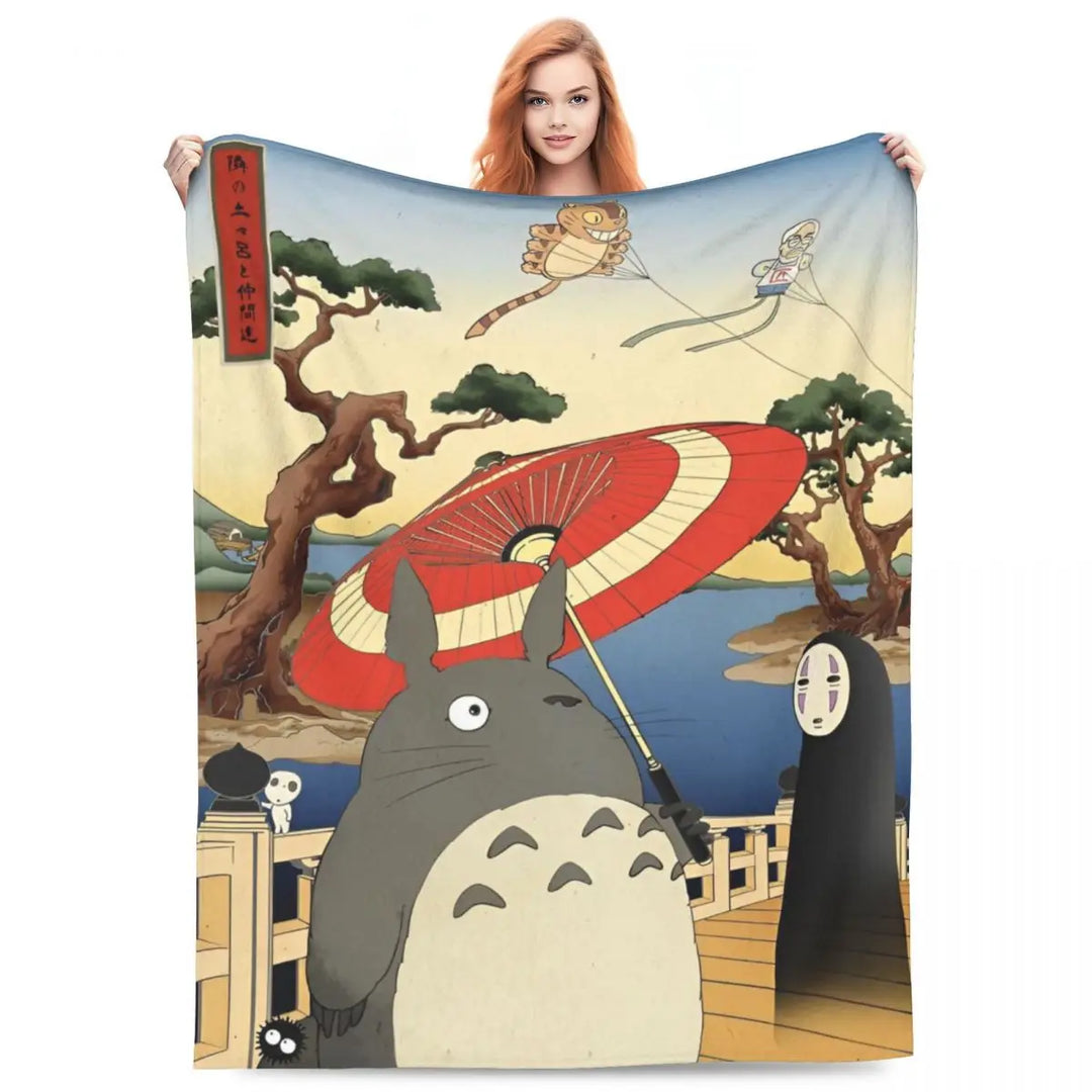 Cartoon Funny Cute T-Totoros Blanket Coral Fleece Plush  Soft Throw Blankets for Car Sofa Couch Bed Rug
