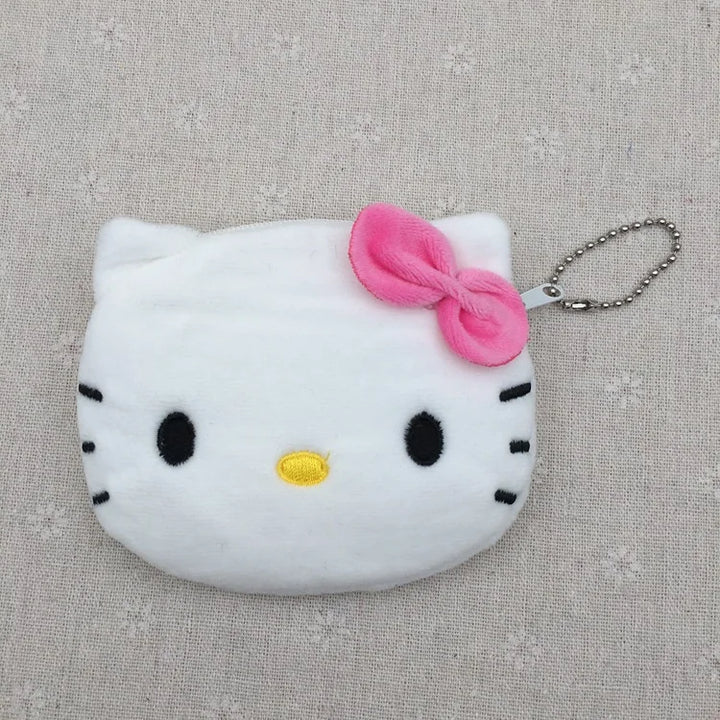 Cute Sanrio Plush Wallet Hello Kitty Kuromi Coin Purse Anime Figure Stitch Bag Accessories Keychain Kid Toys Kawaii Girls Gift