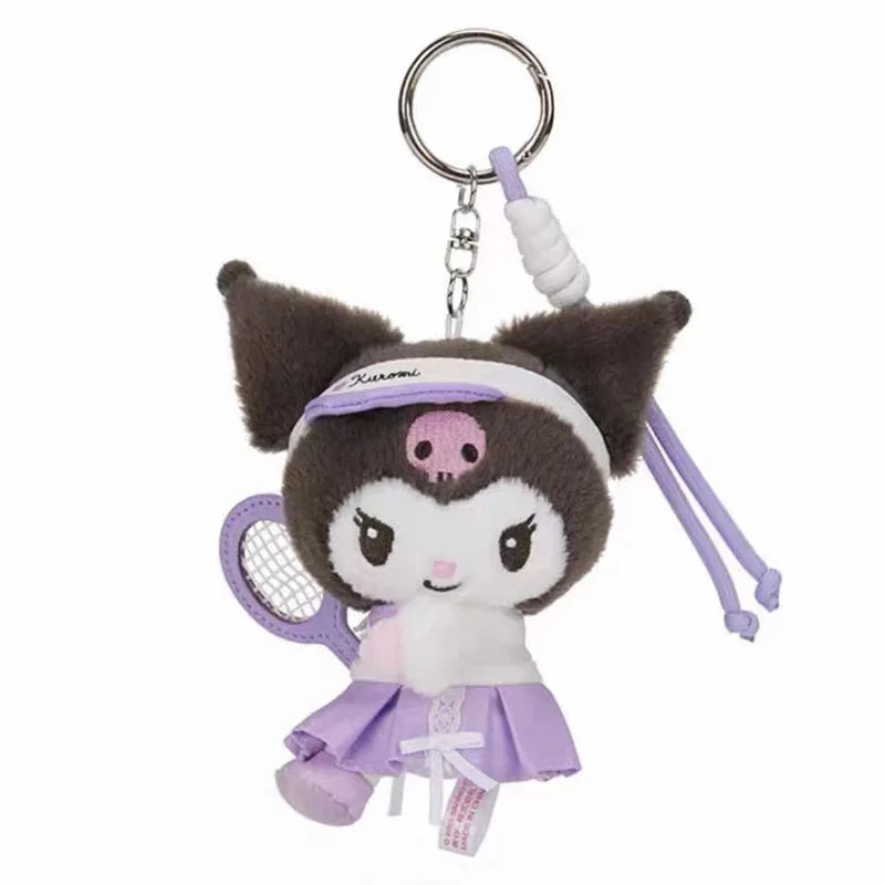 Kawaii Sanrio Hello Kitty Cinnamoroll Cartoon Plush Toys Tennis Backpack Keychain My Melody Soft Stuffed Doll Girl Birthday Gift