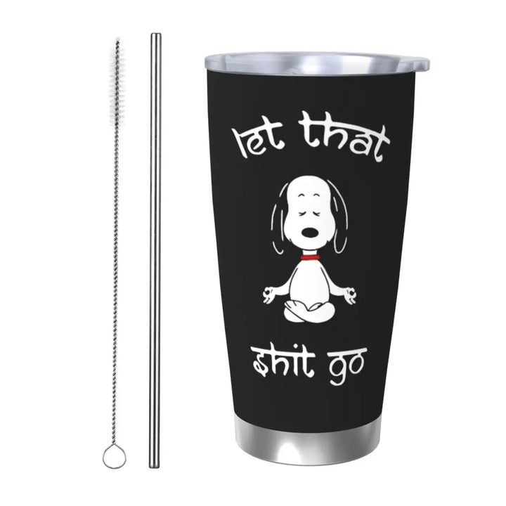 Snoopy & Woodstock Pattern Tumbler Vacuum Insulated Thermal Cup Stainless Steel Car Mug Water Bottle, 20oz