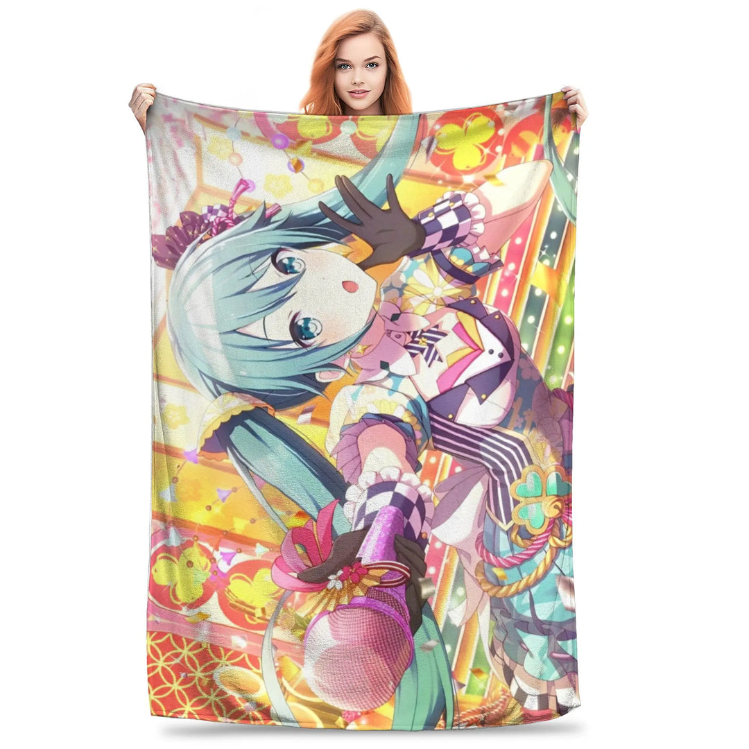 Project Sekai Fleece Blankets  Awesome Throw Blankets for Home Hotel Sofa  125*100cm Quilt