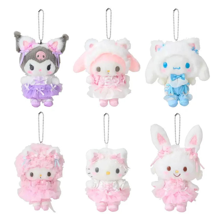 Kawaii Sanrio Kuromi Cinnamoroll Plush Toys Keychain Cartoon Hello Kitty My Sweet Piano Backpack Pendant Girls Birthday Gifts