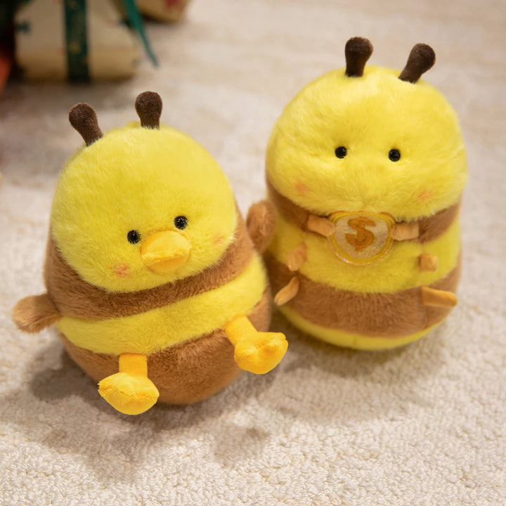 Cute Bee Plush Doll Bee Holding Gold Coins Plush Toy Bee Duck Pendant Key Chain Soft Stuffed Animal Bee Kid Birthday Xmas Gift